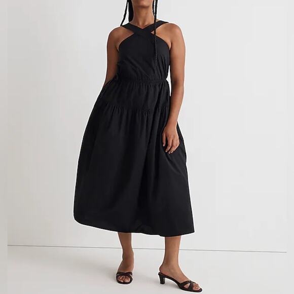 Madewell Poplin Halter Tiered Midi Dress - Picture 1 of 14
